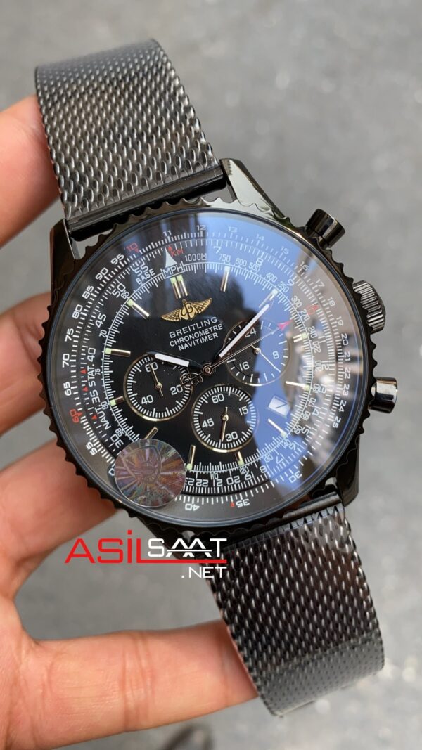 Breitling Navitimer PVD Siyah Hasır Kordon Breitling Navitimer PVD Siyah Hasır Kordon