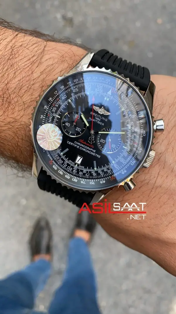 Breitling Navitimer Siyah Kadran Gümüş Kasa