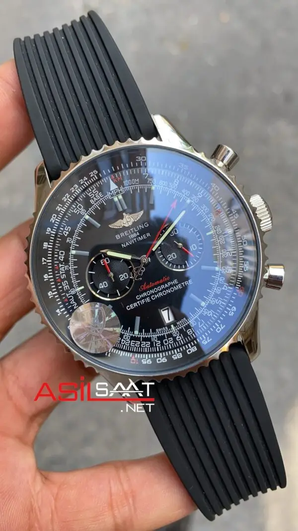 Breitling Navitimer Siyah Kadran Gümüş Kasa