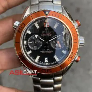 Omega Seamaster Planet Ocean 600 M Chronograph 45 mm Turuncu Bezel Replika Saat