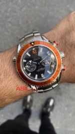 Omega Seamaster Planet Ocean 600 M Chronograph 45 mm Turuncu Bezel Replika Saat