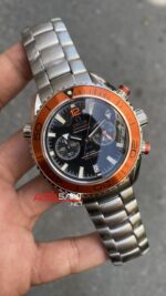 Omega Seamaster Planet Ocean 600 M Chronograph 45 mm Turuncu Bezel Replika Saat