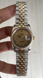 Rolex Datejust Champagne 126233 Jubilee 36mm Lady Romen Champagne Dial Two Tone Gold Replika Saat