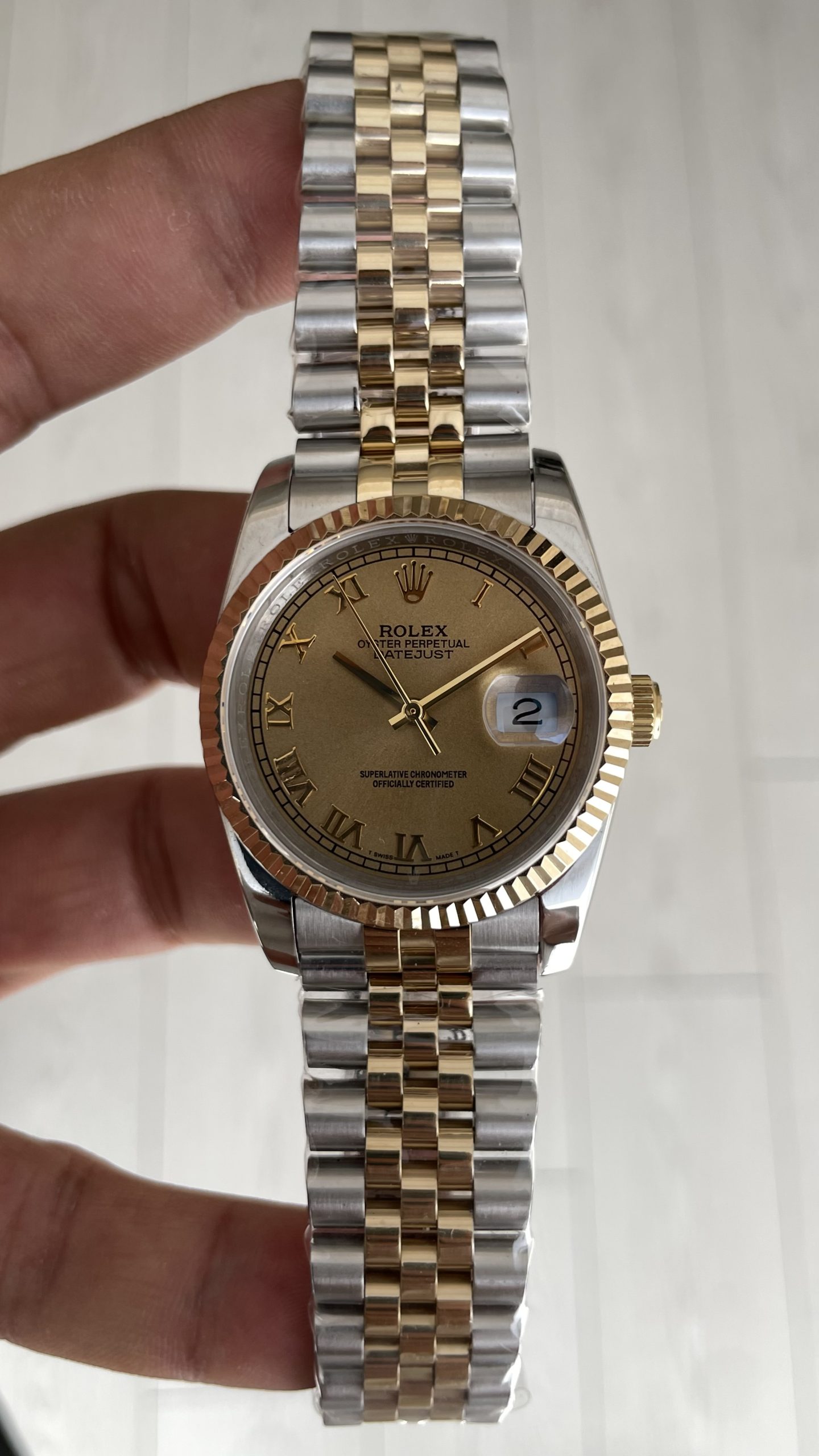 Rolex Datejust Champagne 126233 Jubilee 36mm Lady Romen Champagne Dial Two Tone Gold Replika Saat Rolex Datejust Champagne 126233 Jubilee 36mm Lady Romen Champagne Dial Two Tone Gold Replika Saat