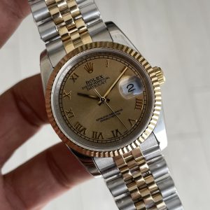Rolex Datejust Champagne 126233 Jubilee 36mm Lady Romen Champagne Dial Two Tone Gold Replika Saat