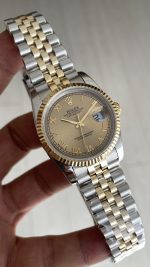 Rolex Datejust Champagne 126233 Jubilee 36mm Lady Romen Champagne Dial Two Tone Gold Replika Saat