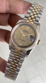 Rolex Datejust Champagne 126233 Jubilee 36mm Lady Romen Champagne Dial Two Tone Gold Replika Saat