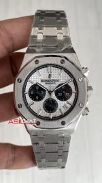 Audemars Piguet Royal Oak Chronograph 26331ST Panda Beyaz Kadran 41mm Silver Replika Saat