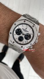 Audemars Piguet Royal Oak Chronograph 26331ST Panda Beyaz Kadran 41mm Silver Replika Saat