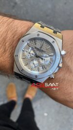 Audemars Piguet Royal Oak Chronograph 41 mm Kadran Gri ve Beyaz 26315ST Grey Replika Saat APR004