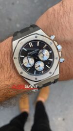 Audemars Piguet Royal Oak Chronograph 41 mm Kadran Siyah ve Beyaz 26331ST Rubber Replika Saat APR081