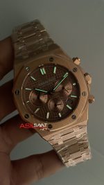 Audemars Piguet Royal Oak Chronograph Kahverengi Kadran 26331OR Chocolate Rose Replika Saat