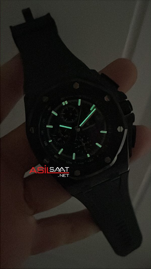 Audemars Piguet Royal Oak Offshore Carbon Siyah Kadran 26400AU Black 43mm Replika Saat