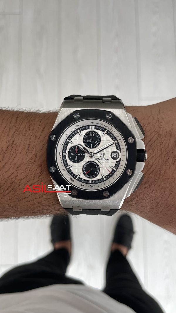 Audemars Piguet Royal Oak Offshore Chronograph Beyaz Kadran 26400SO Rubber 43 mm White Dial Replika Saat