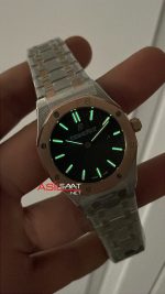 Audemars Piguet Royal Oak Lady Siyah Kadran 67651SR Silver Rose 33mm Kadın Replika Saat