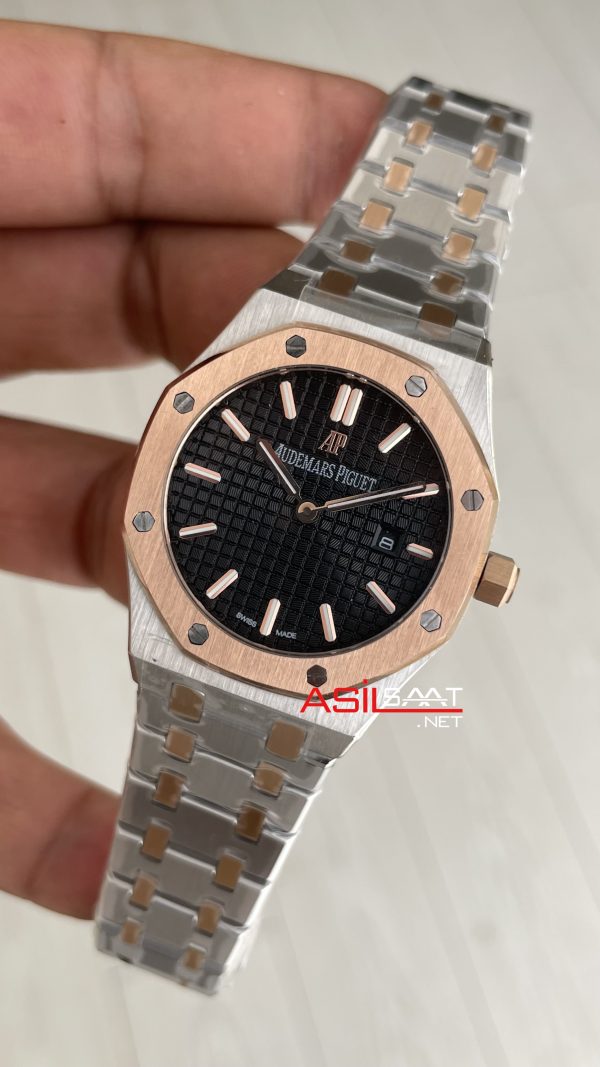 Audemars Piguet Royal Oak Lady Siyah Kadran 67651SR Silver Rose 33mm Kadın Replika Saat Audemars Piguet Royal Oak Lady Siyah Kadran 67651SR Silver Rose 33mm Kadın Replika Saat