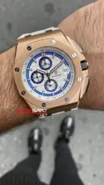 Audemars Piguet Royal Oak Offshore Chronograph Summer 43 mm Beyaz Kadran 26408OR Rosegold Replika Saat APOS006