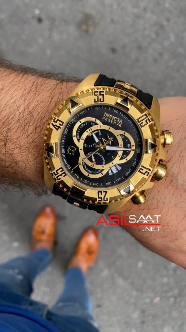 Invicta Excursion Kadran Siyah 52 mm 80639 Gold Repika Saat IEX001