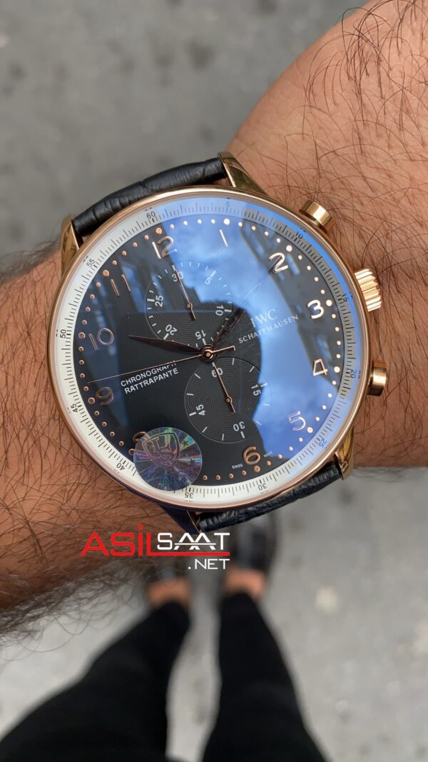 IWC Portuguese Rattrapante Rose IW371610 Siyah