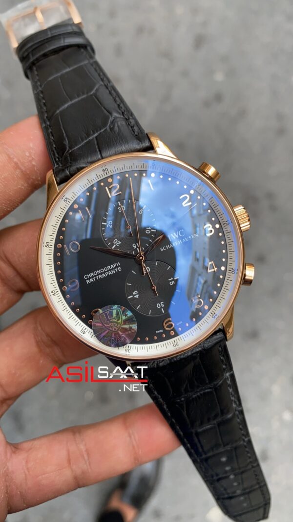 IWC Portuguese Rattrapante Rose IW371610 Siyah