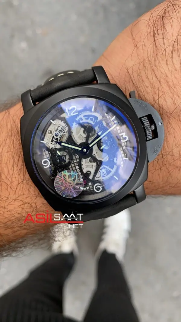 Panerai Lo Scienziato Luminor 1950 Skeleton Tourbillon PAM00528 PVD Black