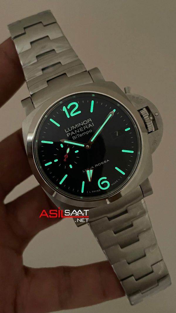 Panerai Luminor Bitempo Mavi 44mm Silver Replika Saat Panerai Luminor Bitempo Mavi 44mm Silver Replika Saat