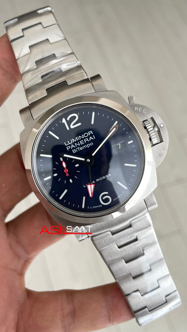 Panerai Luminor Bitempo Mavi 44mm Silver Replika Saat Panerai Luminor Bitempo Mavi 44mm Silver Replika Saat