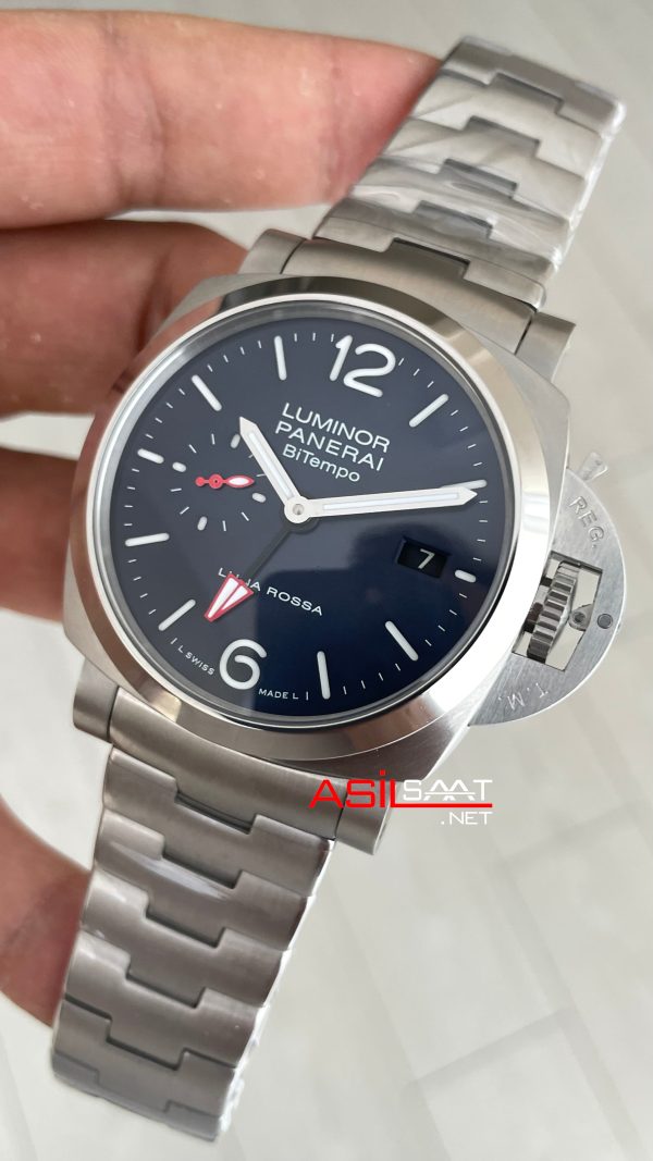 Panerai Luminor Bitempo Mavi 44mm Silver Replika Saat Panerai Luminor Bitempo Mavi 44mm Silver Replika Saat