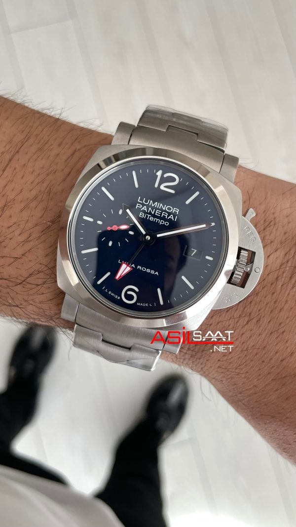 Panerai Luminor Bitempo Mavi 44mm Silver Replika Saat Panerai Luminor Bitempo Mavi 44mm Silver Replika Saat