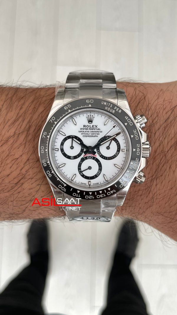 Rolex Daytona Panda 126500LN Beyaz Kadran 40mm Swiss ETA Saat Clean Factory Rolex Daytona Panda 126500LN Beyaz Kadran 40mm Swiss ETA Saat Clean Factory