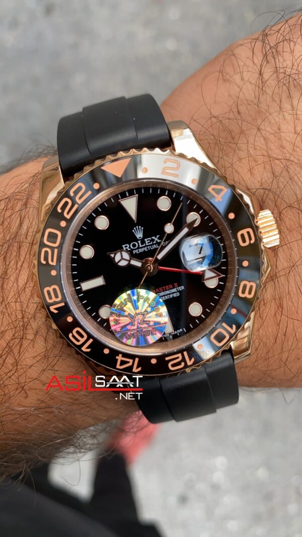 Rolex Gmt Master II 40 mm Rubber Oysterflex Everose Replika Saat ROLG006