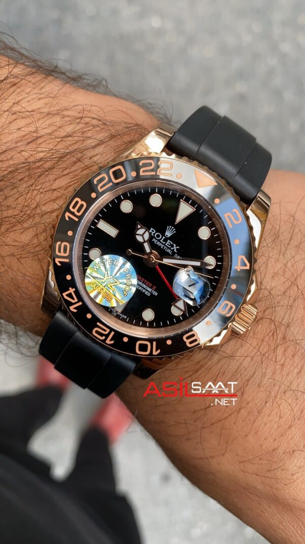 Rolex Gmt Master II 40 mm Rubber Oysterflex Everose Replika Saat ROLG006