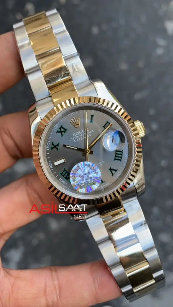 Rolex 36 mm Wimbledon Oyster Datejust 126333 Bayan Saati Silver Gold RBA067