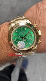 Rolex Cosmograph Daytona Yeşil Kadran 40 mm 116508 Green Gold Replika Saat ROLDA021