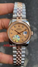 Rolex Datejust 36 mm Taşlı Kadran Bayan Saati Smooth Bezel Diamond Dial RBA066