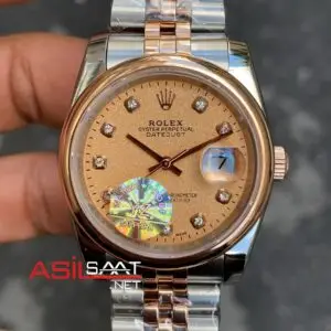 Rolex Datejust 36 mm Taşlı Kadran Bayan Saati Smooth Bezel Diamond Dial RBA066