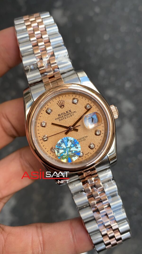 Rolex Datejust 36 mm Taşlı Kadran Bayan Saati Smooth Bezel Diamond Dial RBA066