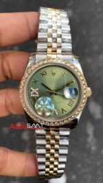 Rolex Datejust Bayan Saati 36 mm Zeytin Yeşili Kadran 126233 Jubilee Olive Green Dial Diamond Bezel Two Tone Lady RBA074