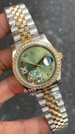 Rolex Datejust Bayan Saati 36 mm Zeytin Yeşili Kadran 126233 Jubilee Olive Green Dial Diamond Bezel Two Tone Lady RBA074