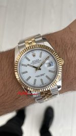 Rolex Datejust Beyaz Kadran 126333 Jubilee Two Tone Gold 41mm Replika Saat