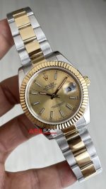 Rolex Datejust Champagne 126333 Oyster Two Tone Gold Şampanya Kadran 41mm Replika Saat