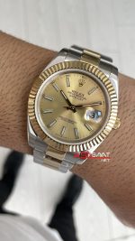 Rolex Datejust Champagne 126333 Oyster Two Tone Gold Şampanya Kadran 41mm Replika Saat