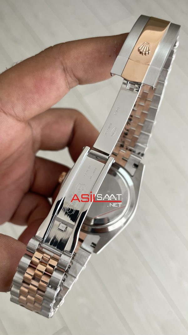 Rolex Datejust Chocolate Jubilee 126331 Two Tone Rose 41mm Kahverengi Taşlı Kadran Replika Saat