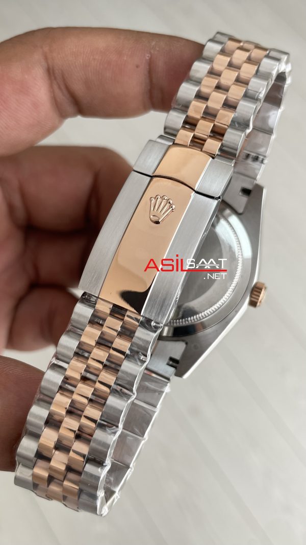 Rolex Datejust Chocolate Jubilee 126331 Two Tone Rose 41mm Kahverengi Taşlı Kadran Replika Saat