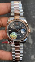 Rolex Datejust Dark Rhodium 36 mm 126231 Ladies Silver Rose Gold Bayan Saati RBA061