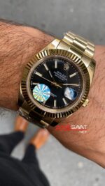 Rolex Datejust Jubilee Siyah Kadran 41 mm Gold Replika Saat ROLDJ032