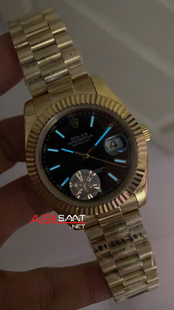 Rolex Datejust Jubilee Siyah Kadran 41 mm Gold Replika Saat ROLDJ032