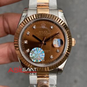 Rolex Datejust Oyster Diamond Chocolate Everose 41 mm 126333 Rose Gold Replika Saat ROLDJ036