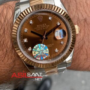 Rolex Datejust Oyster Diamond Chocolate Everose 41 mm 126333 Rose Gold Replika Saat ROLDJ036