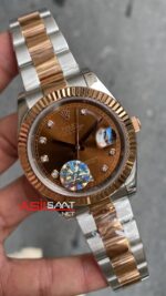 Rolex Datejust Oyster Diamond Chocolate Everose 41 mm 126333 Rose Gold Replika Saat ROLDJ036